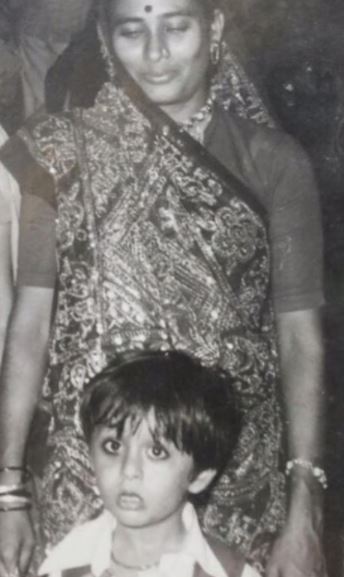 Childhood image of Anurag Solanki with his mother