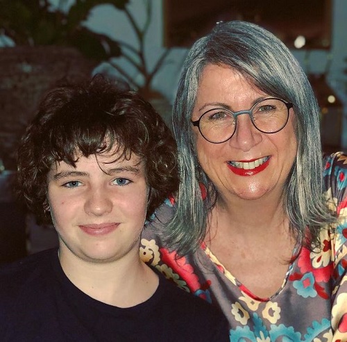 Finn Little was photographed with his manager Tracy