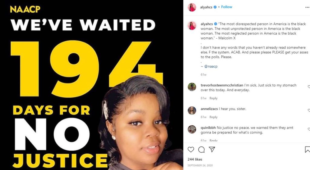 Alyah Chanelle Scott supported The Black Lives Matter protest