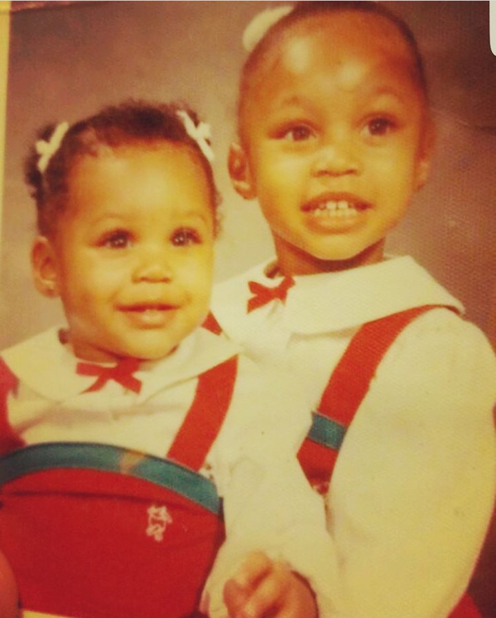 An old photo of Monique Samuels and Tosh Mac