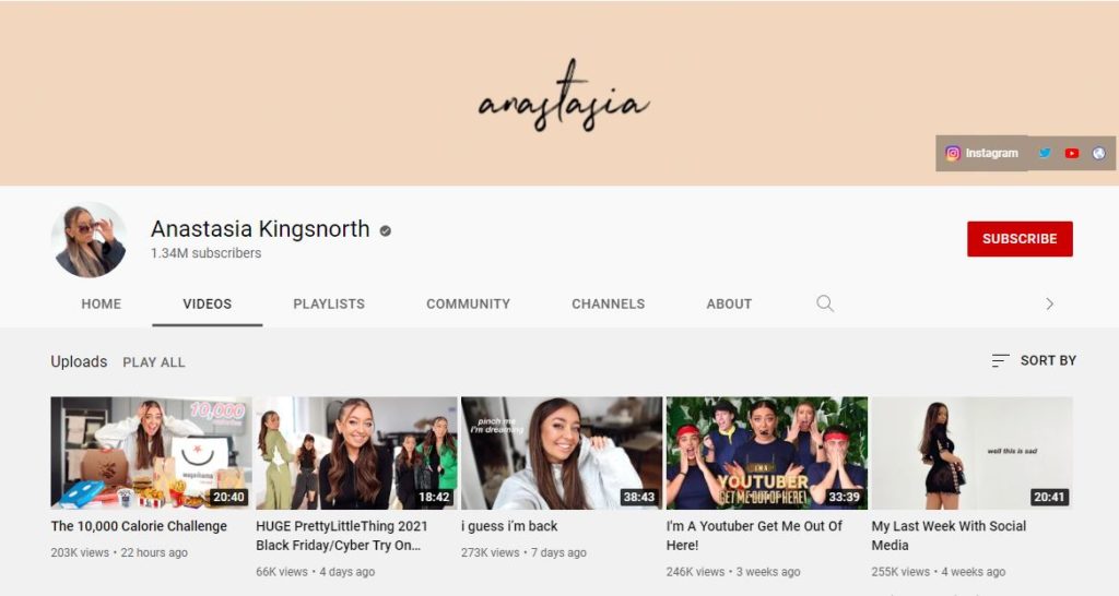 Anastasia Kingsnorth's YouTube channel