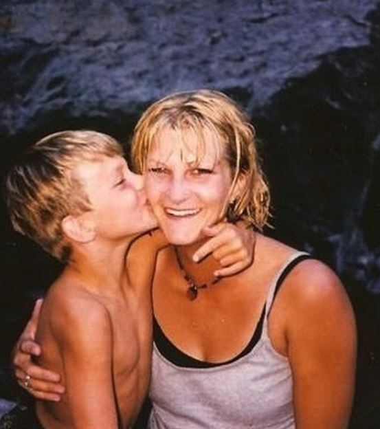 Christian Hogue's childhood image with his mother