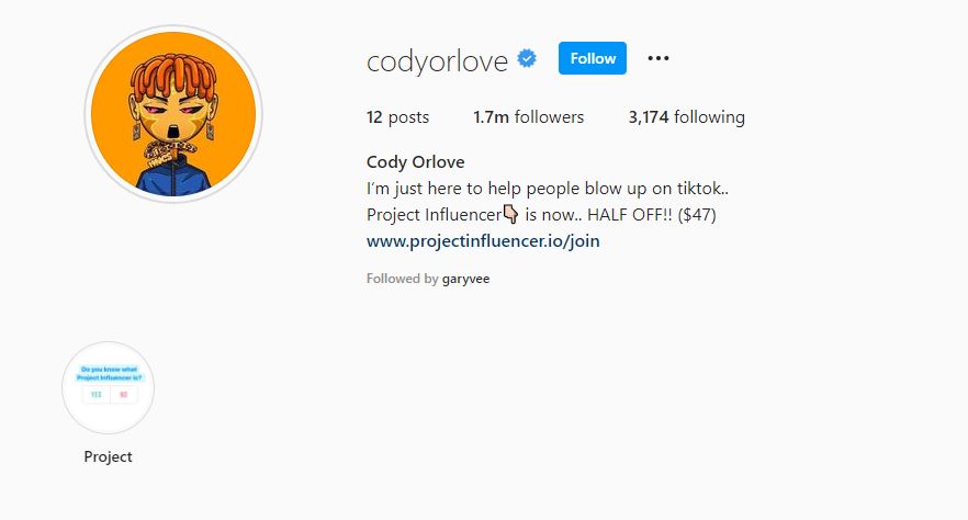 Cody Orlove's Instagram account