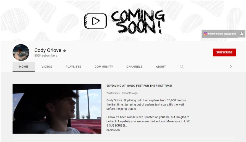 Cody Orlove's YouTube channel