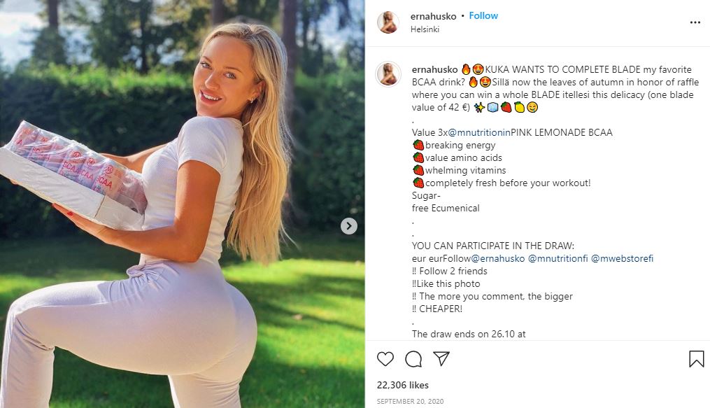 Erna Husko is promoting BCAA drinks