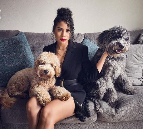 Haskiri Velazquez with her pet dog