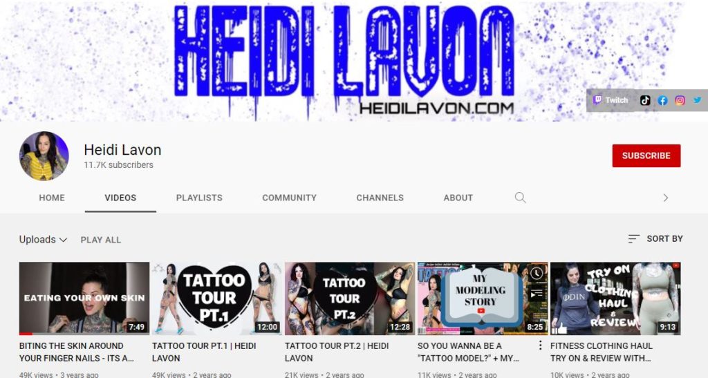 Heidi Lavon's YouTube channel