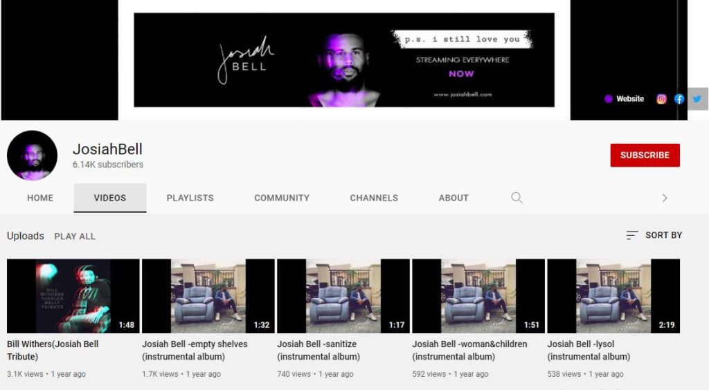 Josiah Bell's YouTube channel