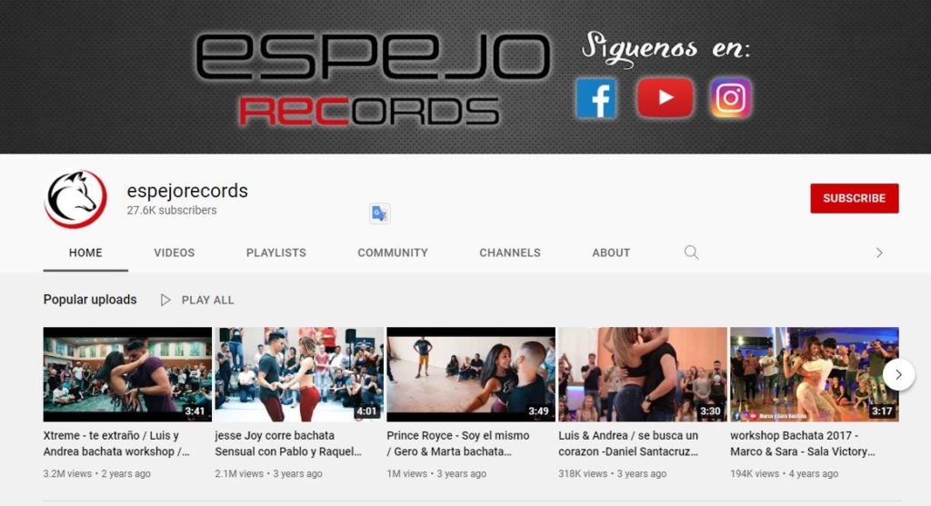 Marco Espejo's company's YouTube channel
