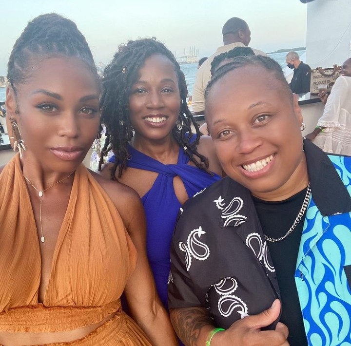 Monique Samuels with Jeannetta Cox mother and Tosh Mac