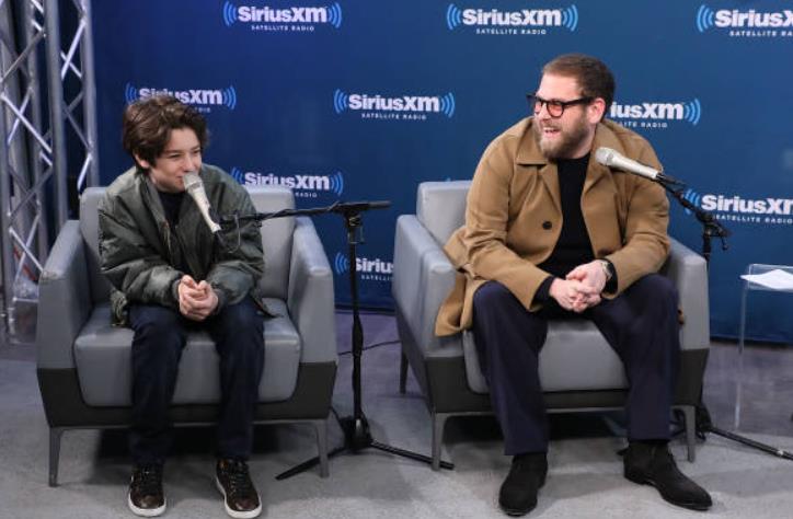Sunny Suljic with Jonah Hill visit the SiriusXM Studios