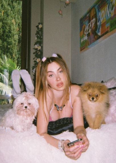 Valentina Fradegrada with her pet dogs Moon and Due