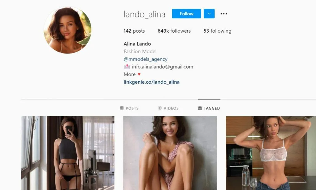 Alina Lando Instagram profile