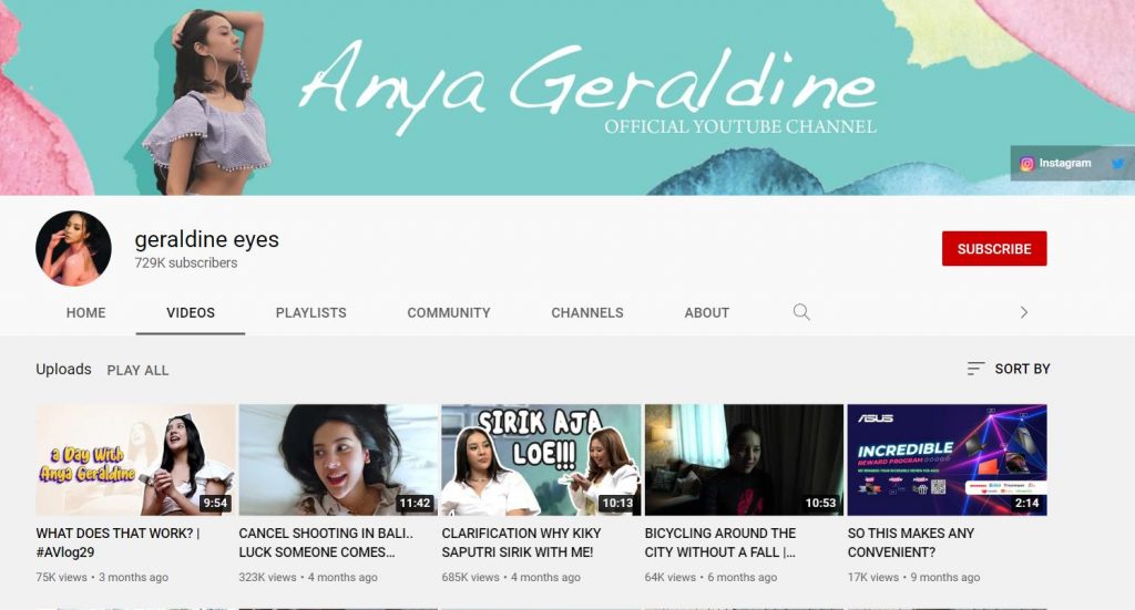Anya Geraldine YouTube