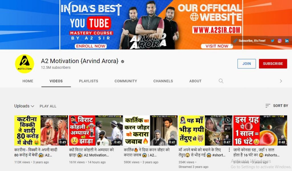 Arvind Arora's first YouTube channel