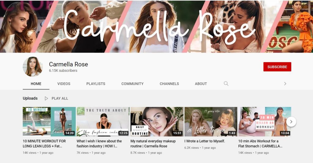 Carmella Rose youtube channel