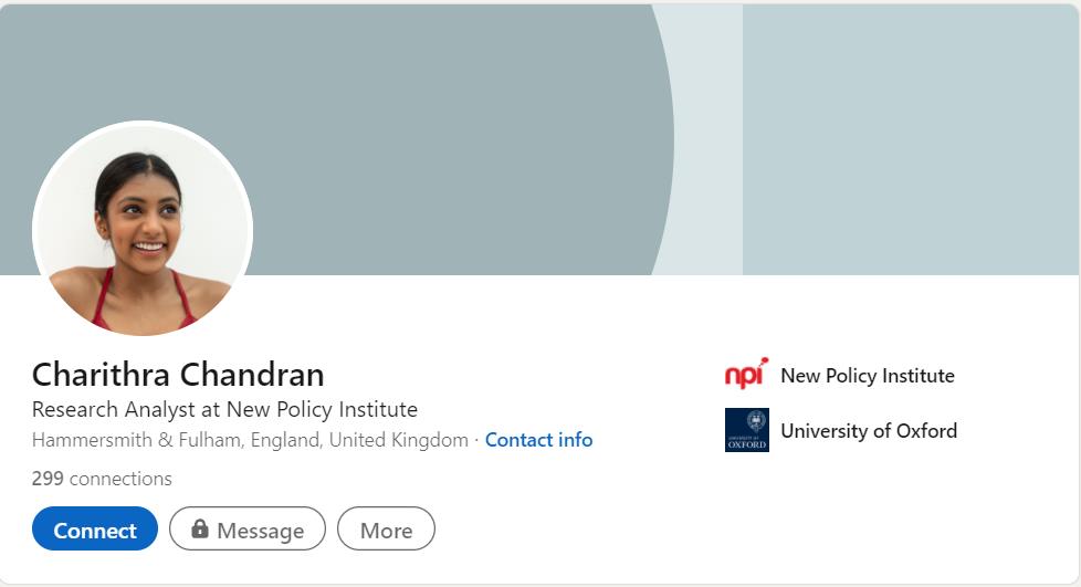 Charithra Chandran LinkedIn Profile