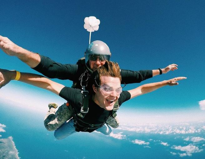 James Wright does skydiving