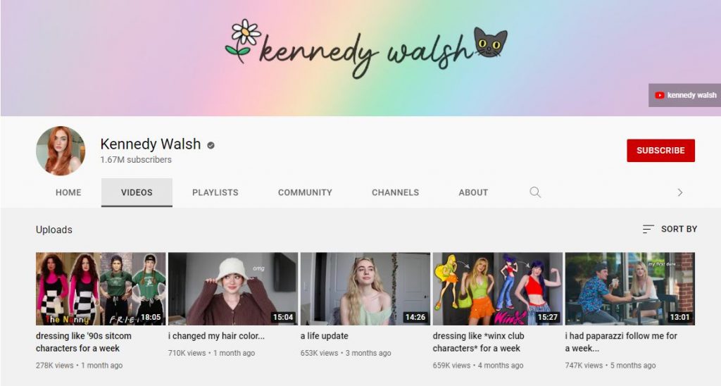 Kennedy Walsh's YouTube channel