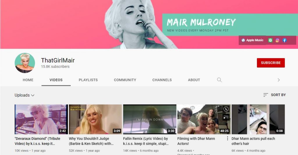 Mair Mulroney's YouTube channel