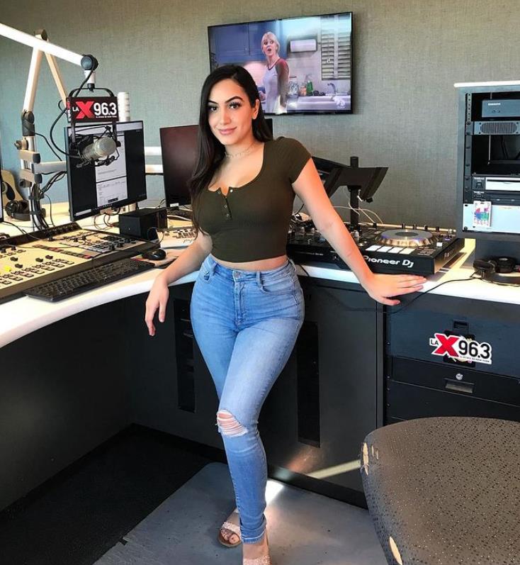 Maria Elizondo in the radio station