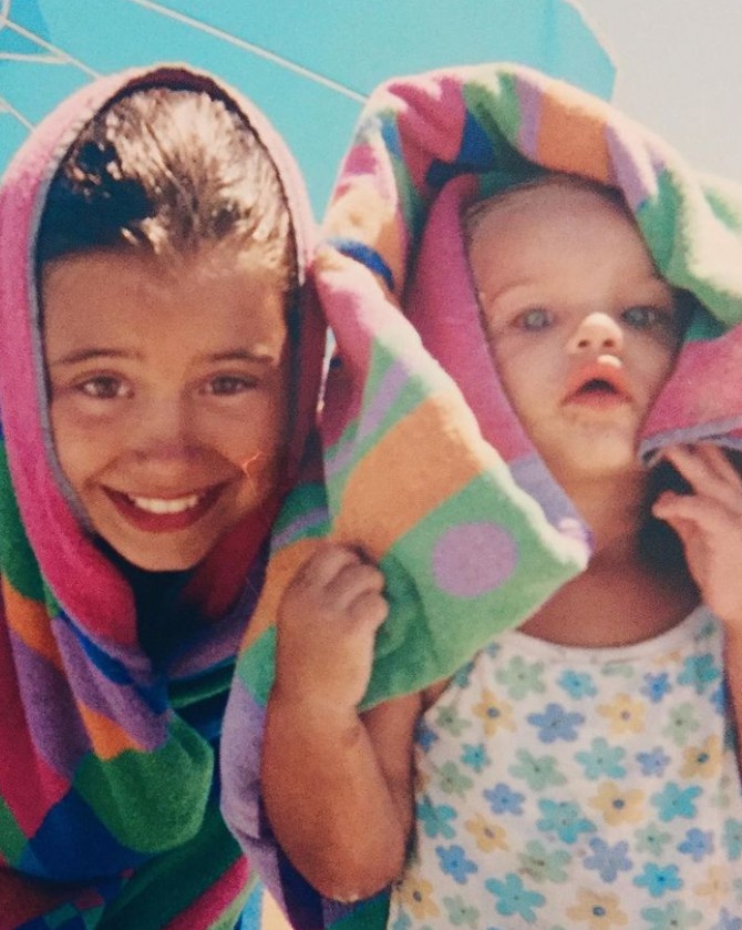 Meghan Roche with her sister