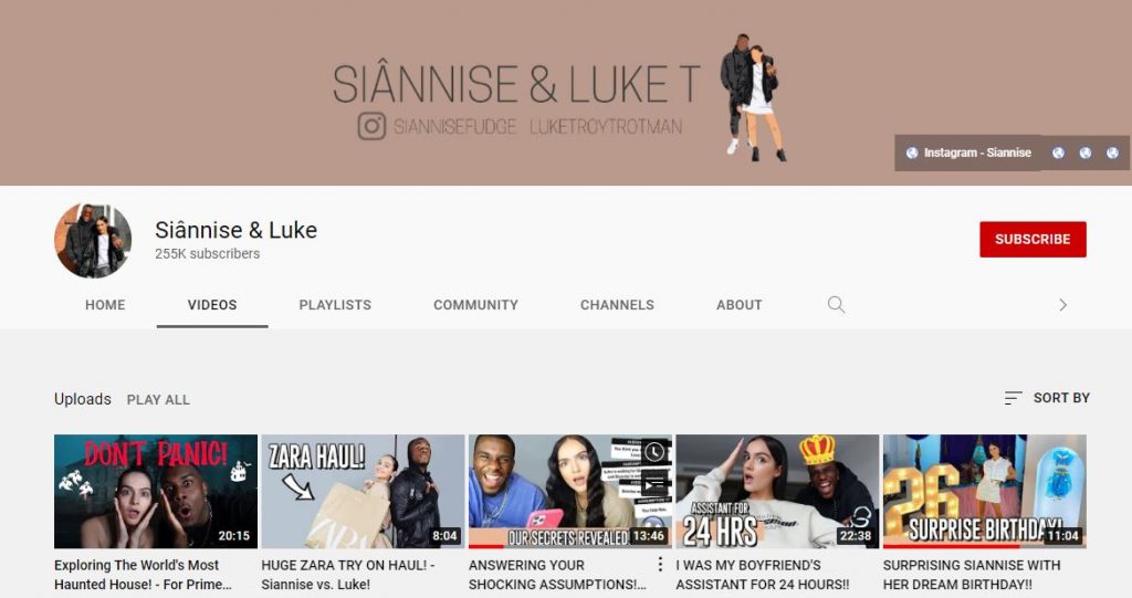 Siannise Fudge's YouTube channel