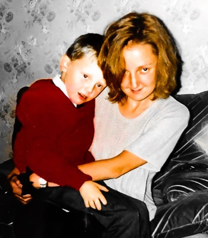 Childhood image of Tom Canton with his mother