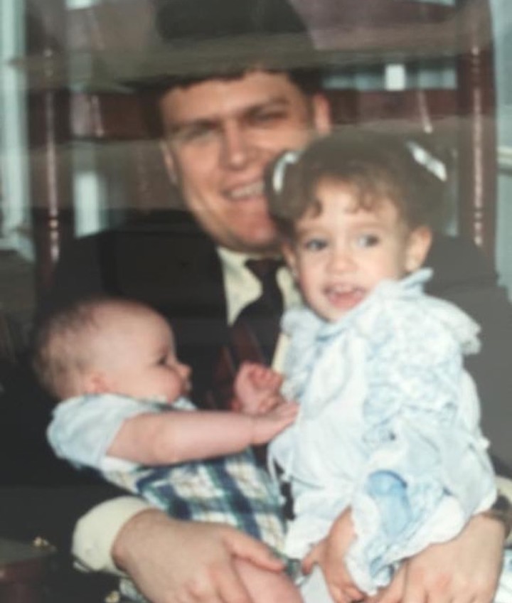 Childhood image of Trey Lewis with his father and sister