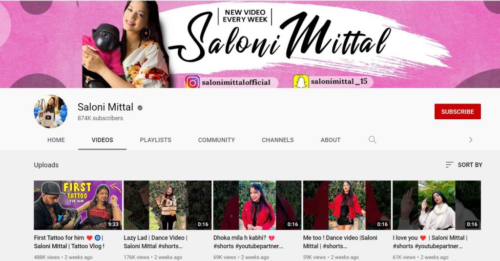 Saloni Mittal YouTube