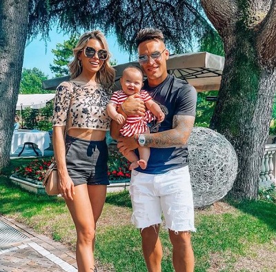 Agustina Gandolfo with her husband Lautaro Martinez and daughter Nina