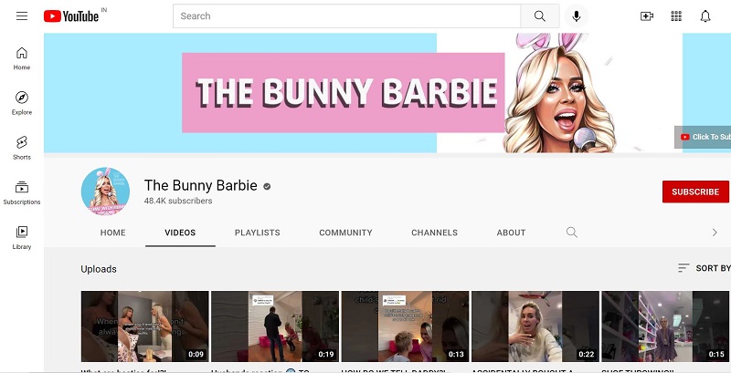 Bunny Barbie YouTube channel