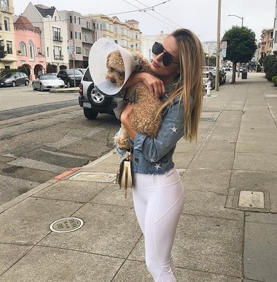 Juliette Porter with her pet dog