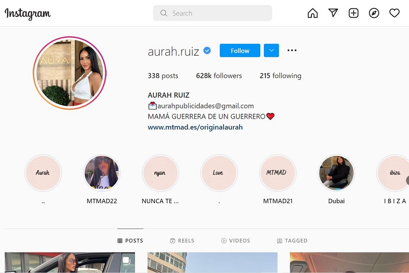 Aurah Ruiz Instagram account