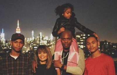 Ibrahim Chappelle with his father Dave Chappelle, mother Elaine Mendoza Erfe, brother Sulayman Chappelle and sister Sonal Chappelle