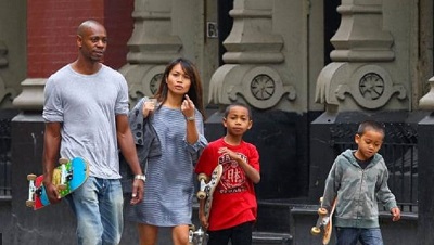 Ibrahim Chappelle with his mom Elaine Mendoza Erfe, dad Dave Chappelle and brother Sulayman Chappelle
