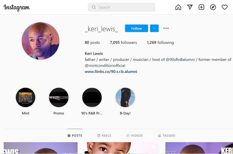 Keri Lewis Instagram account
