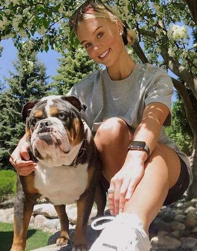 Paige Bieker with her pet dog