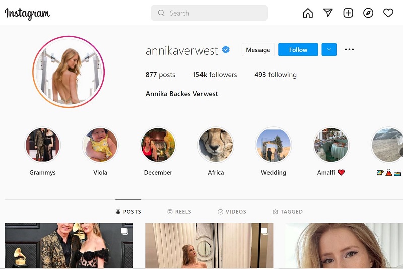 Annika Backes Instagram account