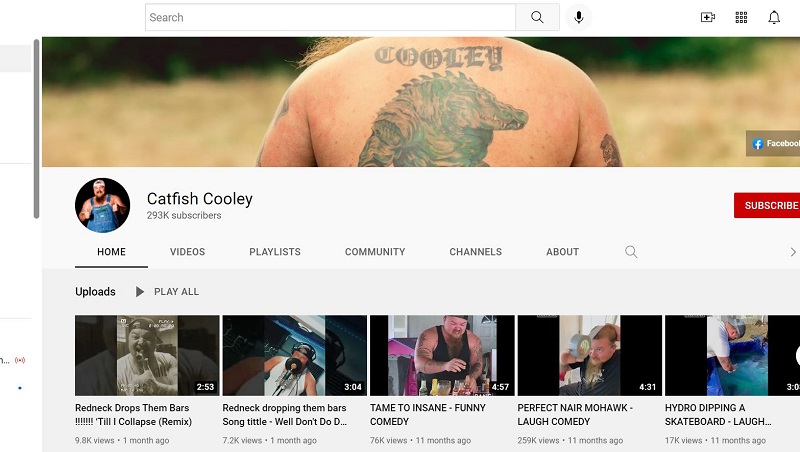 Catfish Cooley has 293k subscribers on his YouTube channel