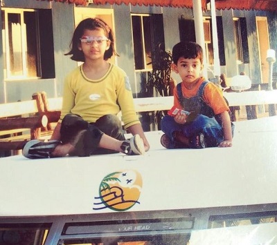 Sanjana Banerjee old picture with her brother Swapnil Banerjee