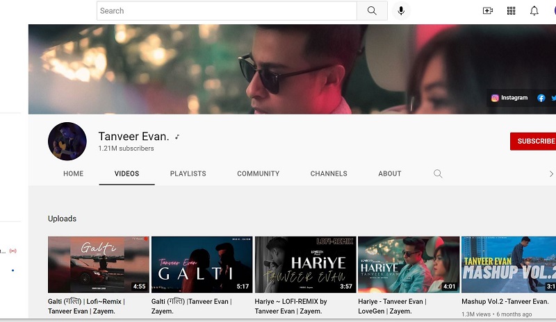 Tanveer Evan has 1.21 million subscribers on YouTube
