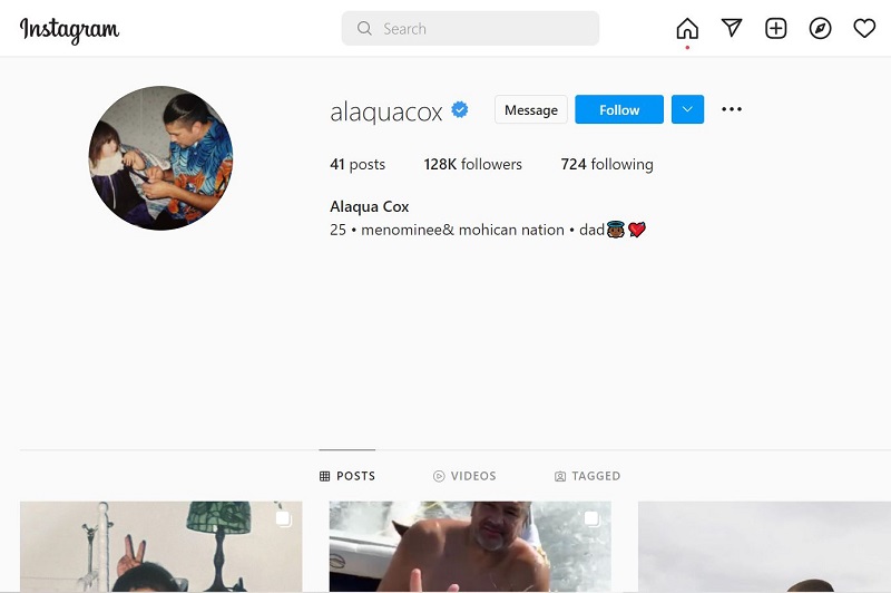 Alaqua Cox Instagram account