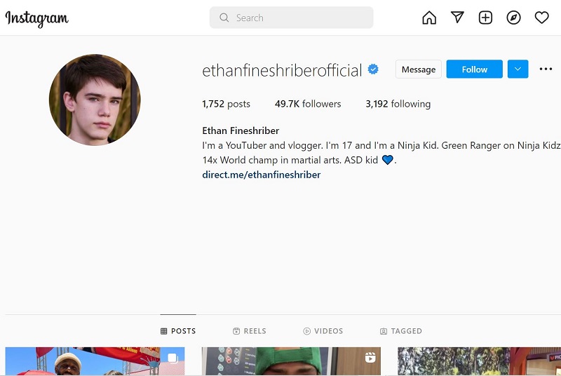 Ethan Fineshriber has 49.7k on Instagram