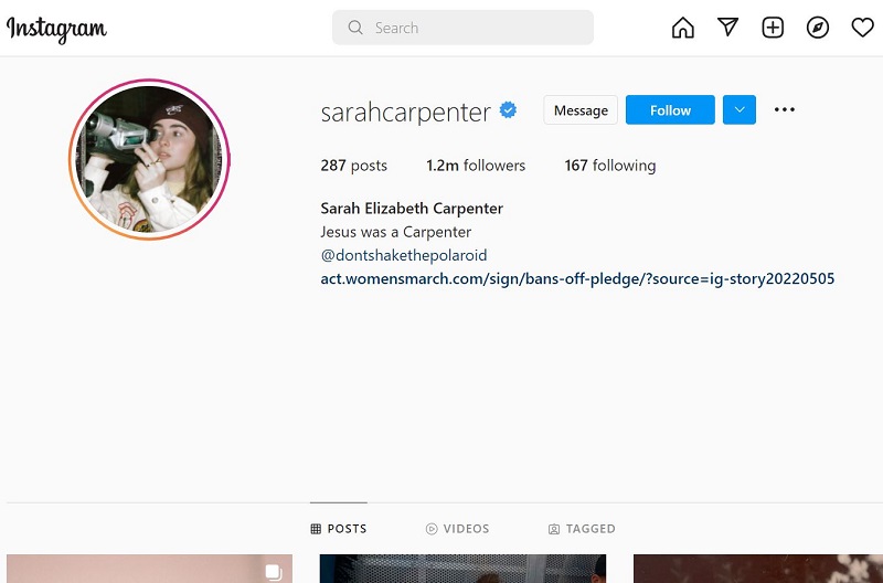 Sarah Carpenter has 1.2 million on Instagram