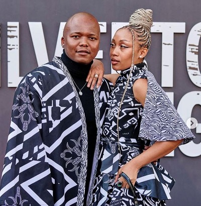 Thabo Rametsi with his girlfriend Bokang Phelane at event