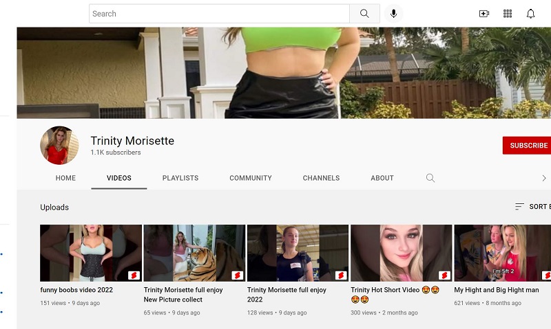 Trinity Morisette has 1.1k subscribers on YouTube
