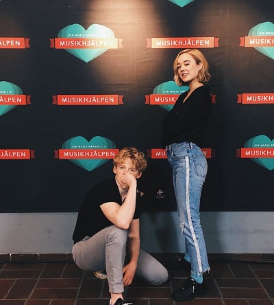 Lucas Lynggaard Tønnesen with his girlfriend Emilie Kroyer Koppel