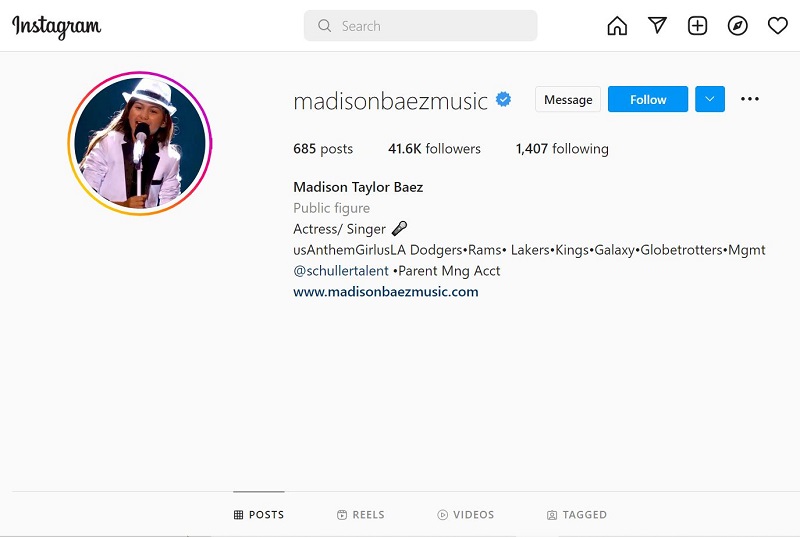 Madison Taylor Baez Instagram account