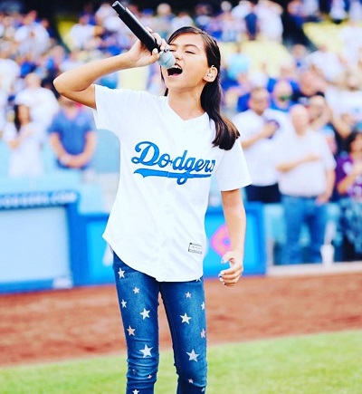 Madison Taylor Baez performed for LA Dodgers
